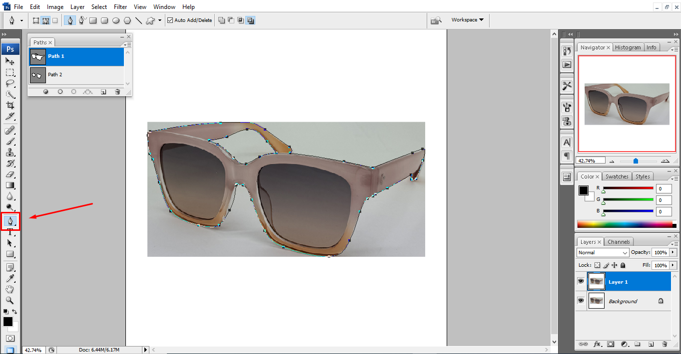 Create the selection By Clipping Path with Pen Tool